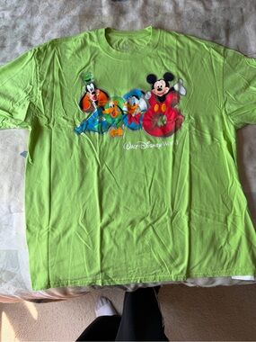 Hanes Neon Green Walt Disney World Castle Tag Tee